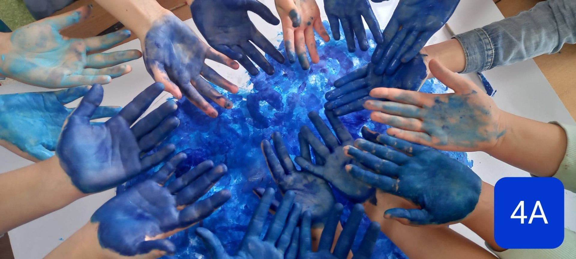 ręce, dzieci, niebieski